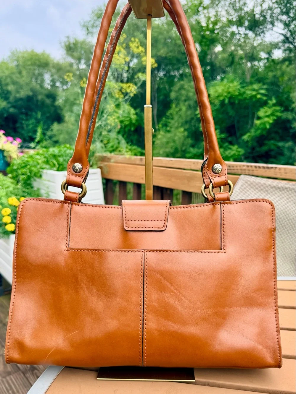 Patricia Nash Tooled Embossed Leather Satchel + Matching Wallet in Floral Cognac